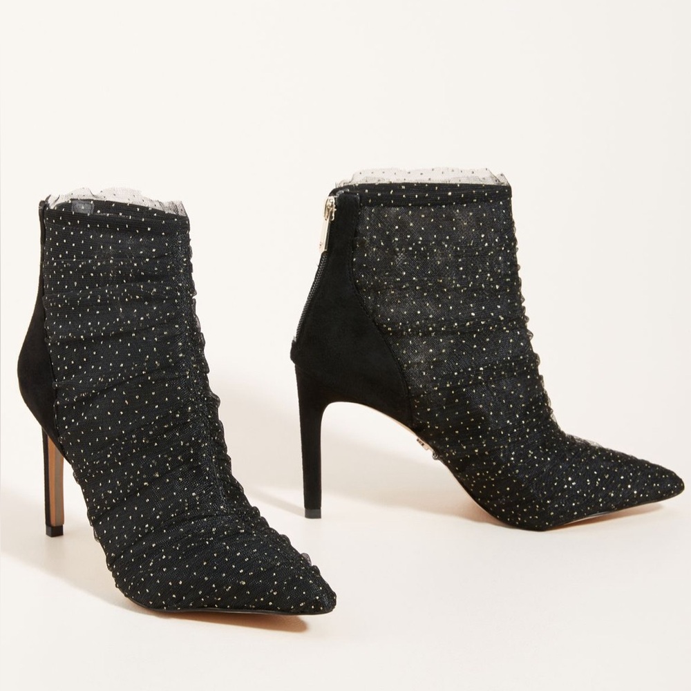 Sam Edelman Farren Glitter Mesh Boots - Black, US 8.5 New